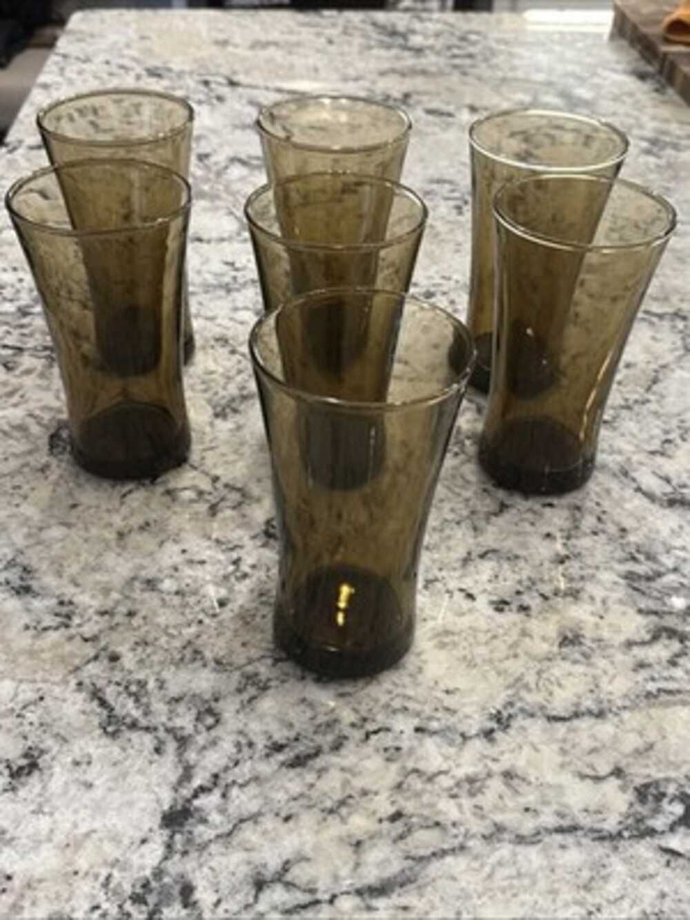 Linden Mocha 7 Glasses 17oz Smoke Brown Flared High Ball Tumbler Anchor Hocking